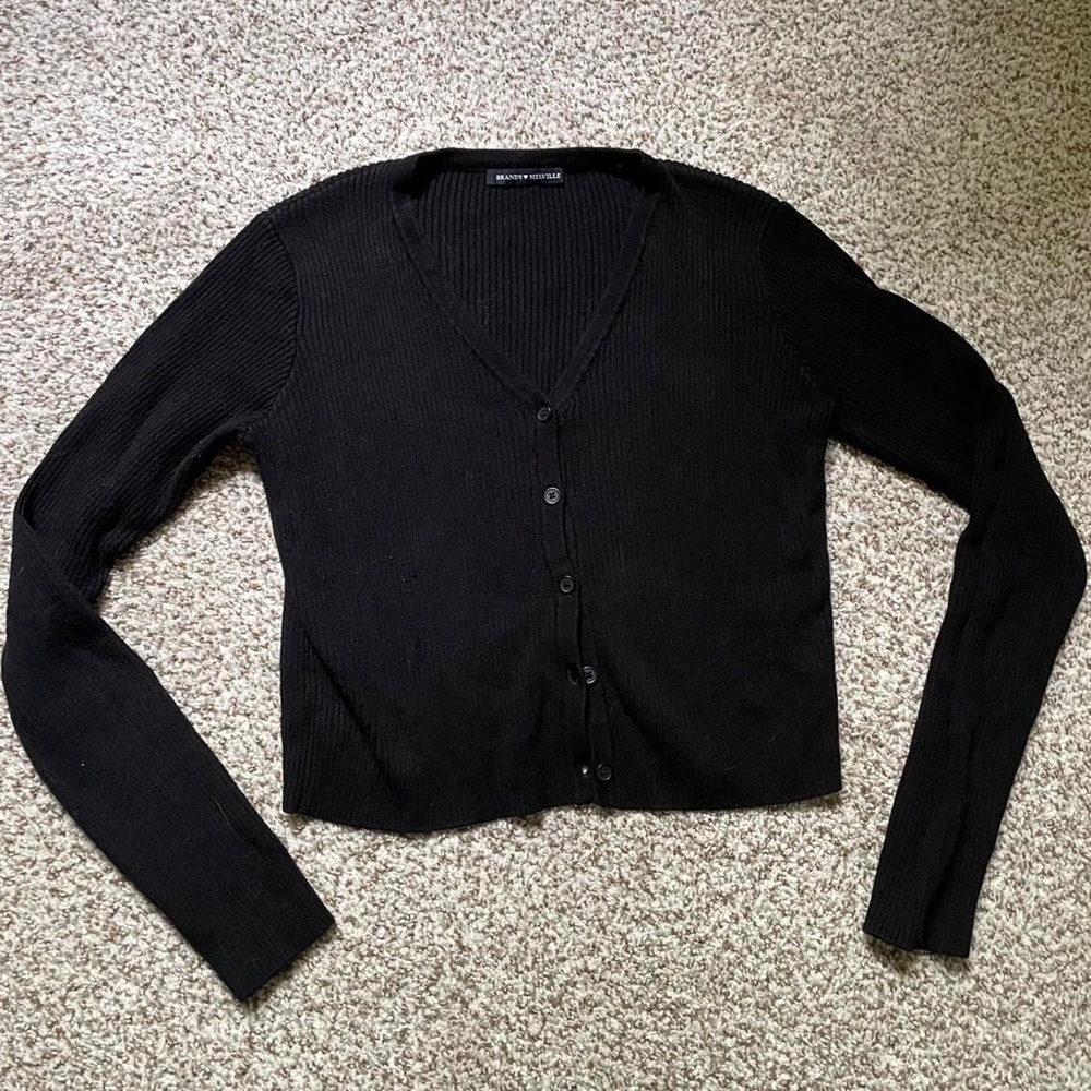 Brandy Melville Black Cardigan Sweater Ribbed